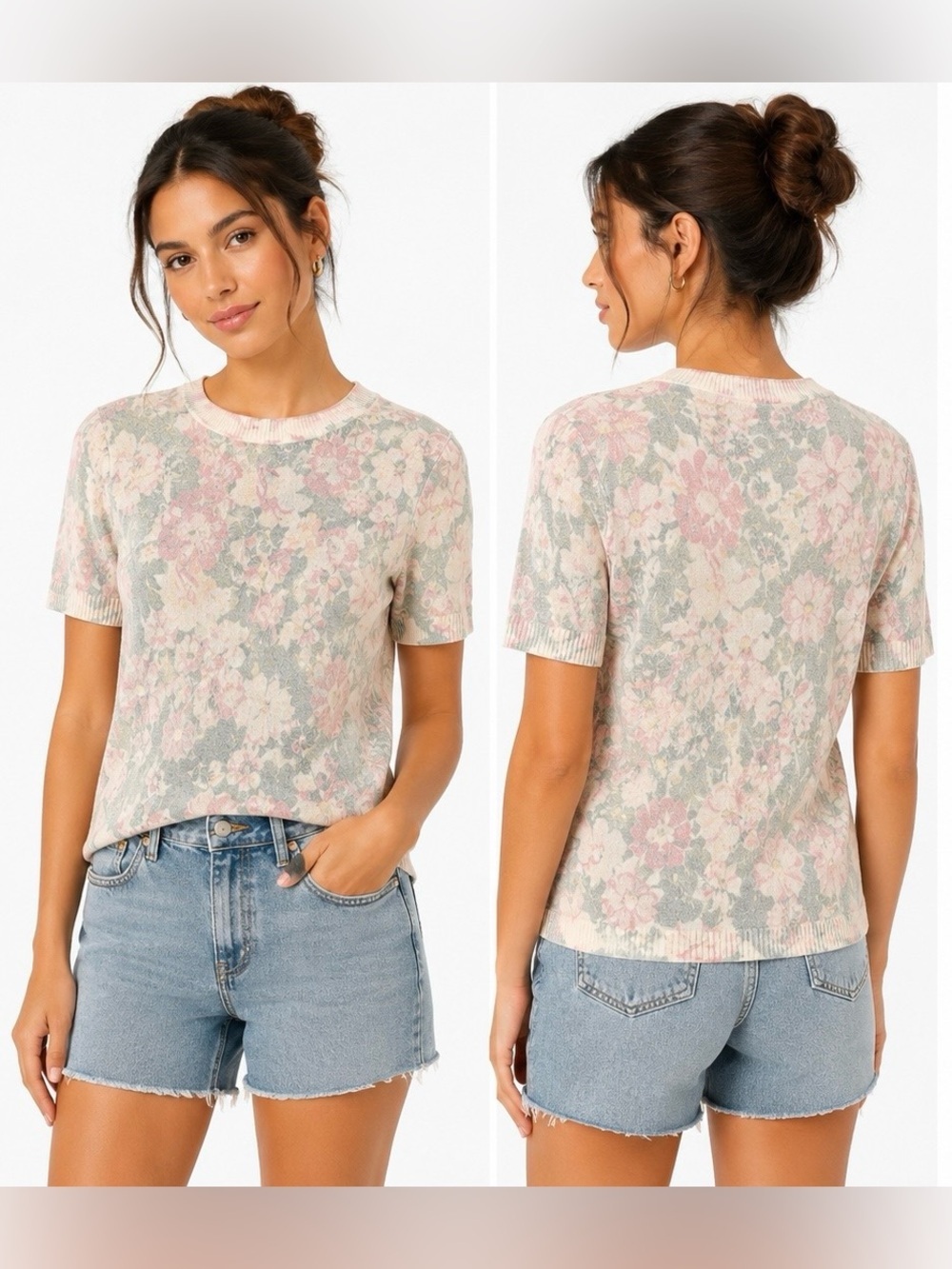 Zara Floral Knit Short Sleeve Top | Women’s Size S | Lightweight Summer Knit